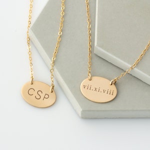 Collier ovale personnalisé, collier ovale, collier de superposition minimaliste, collier de nom de disque ovale cadeau pour maman, cadeau pour femme, or image 5