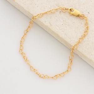Heart Chain Bracelet, Linked Heart Bracelet, Valentine&#39;s Day Gift for Her, Bridesmaids Gift, Gift for Girlfriend, Wedding Bracelet
