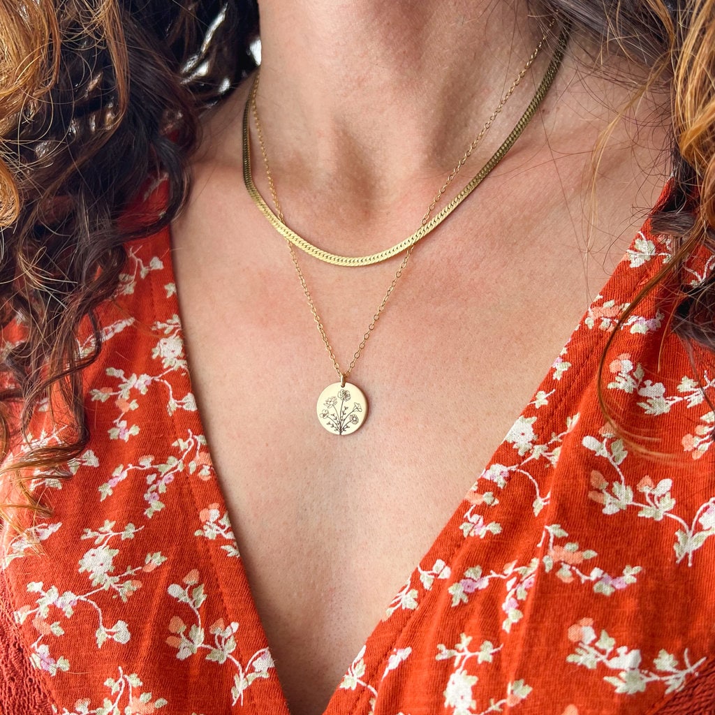 Combined Birth Flower Bouquet Necklace Birth Flower Necklace Etsy