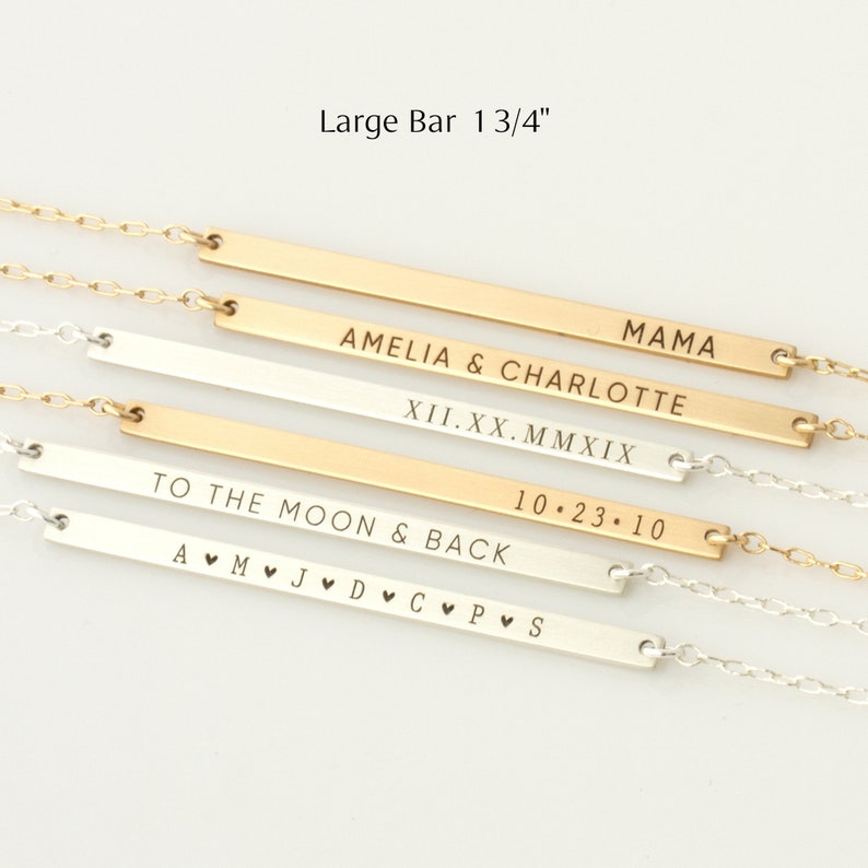 Thin Bar Necklace with Kids Names, Dates, Coordinates, Modern Minimal Bar Necklace, Mom Necklace, Anniversary Date Necklace, Gift for Her image 6