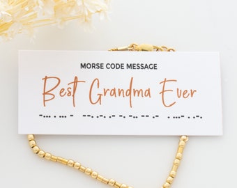 Best Grandma Ever Bracelet, Grandma Bracelet, New Grandma Gift, Morse Code Bracelet, 14k Gold Filled