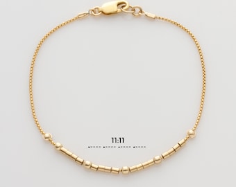 Angel Number Morse Code Bracelet, Lucky Numbers Necklace Makes the Perfect Gift for Her, 777, 333, 11:11, Hidden Message Bracelet