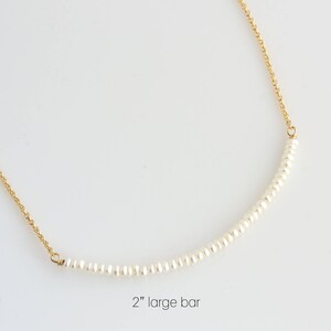 Skinny Pearl Bar Necklace, Freshwater Pearl Necklace, Delicate Pearl Layering Necklace in Gold, Rose Gold or Silver, Wedding Jewelry, N298 image 6