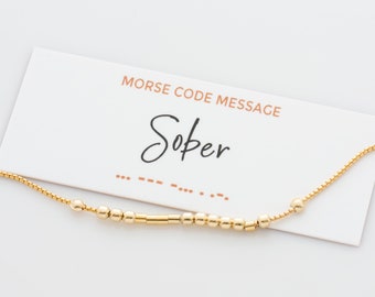 Sober - Morse Code Necklace, Personal Motivation Necklace, Inspirational Necklace, AA Necklace, Sobriety Jewelry, Gift From Sponsor
