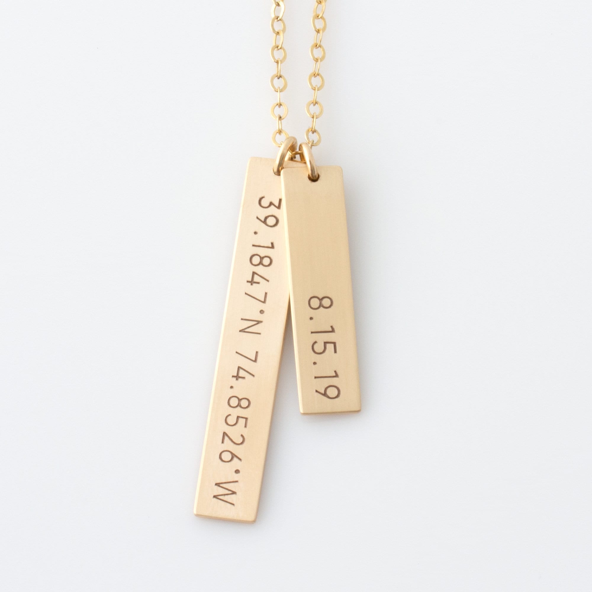 Gold bar necklace with best sale coordinates
