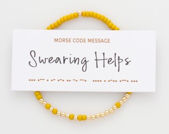 Swearing Helps Morse Code Bracelet, Hidden Message Beaded Bracelet, Gift for Friend, Secret Code, Funny Gift for Her