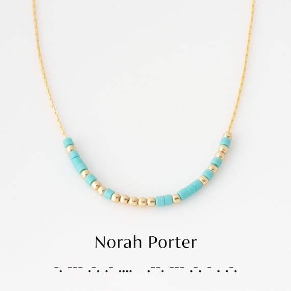 Morse Code Necklace, Dainty Necklace with Tiny Beads, Morse Code Jewelry, New Mom Necklace, Mothers Day Gift for Her, LEILAJewelryShop