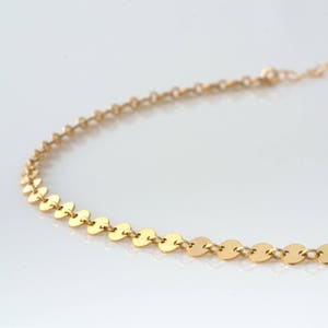 Gold Choker Necklace, Gold Coin Choker, Gold Tattoo Choker, Dainty Chain Choker, Boho Choker, Sterling Silver or 14K Gold Filled, N203 image 5