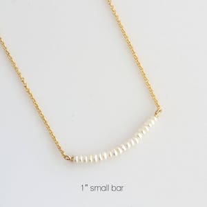 Skinny Pearl Bar Necklace, Freshwater Pearl Necklace, Delicate Pearl Layering Necklace in Gold, Rose Gold or Silver, Wedding Jewelry, N298 image 4