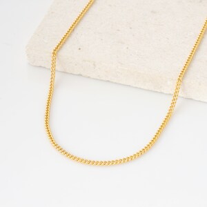 Curb Chain Necklace in 14K Gold Fill or Sterling Silver, Choker Layering Chain, Everyday Chain, Chain For Add on Charm Necklace, Waterproof image 2