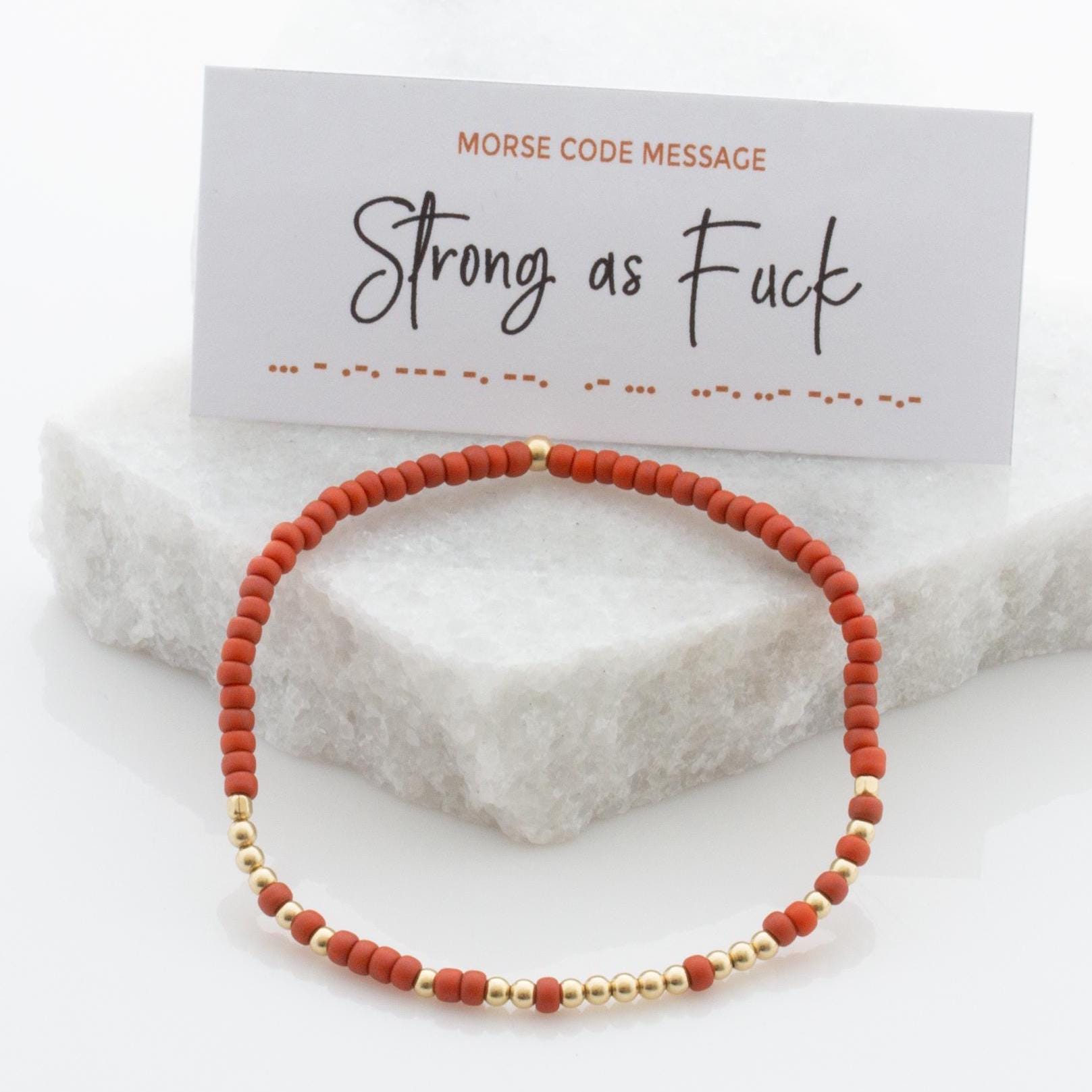 Strong as Fuck Morse Code Bracelet, Beaded Bracelet With Hidden