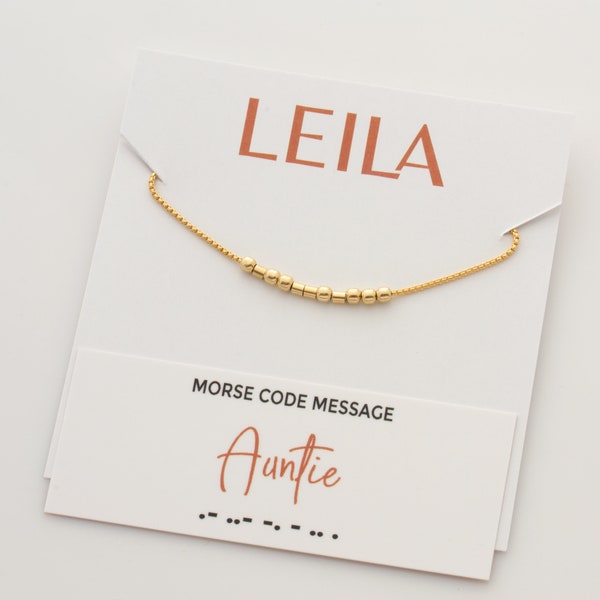Auntie - Hidden Morse Code Message Bracelet, Bracelet for New Aunt, Auntie Bracelet, Minimalist Beaded Bracelet, Auntie Gift