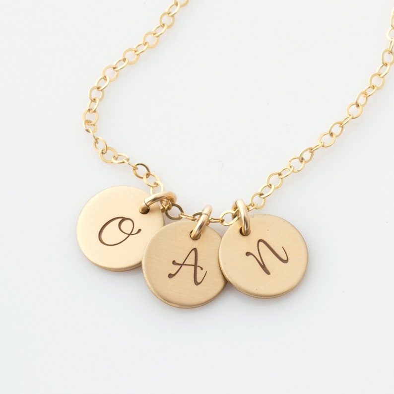 Dainty Initial Necklace/Tiny Personalized Gold Disc/Multiple Charm Necklace/Christmas Gift For Mom/Tiny Initial Jewelry/Personalized Letters image 1