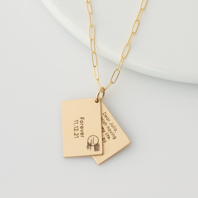 Personalized Love Letter Necklace Postcard Necklace Hidden Etsy