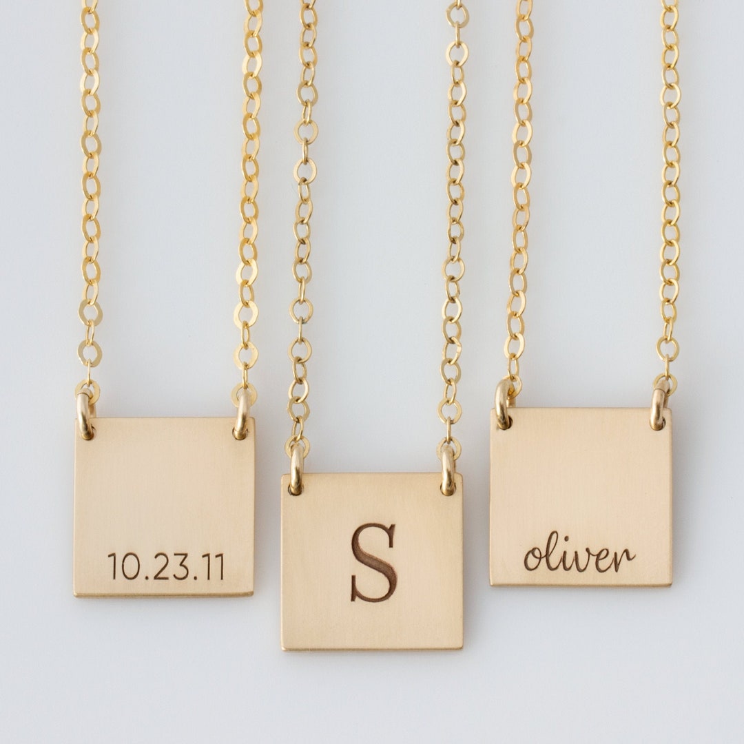 Square Initial Necklace