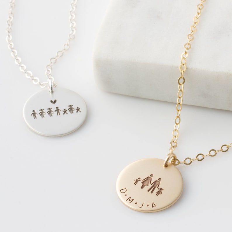 Personalized Family Jewelry, Stick Figure Family Necklace, Custom Necklace, Mother's Day Gift, Grandma, Mom, Family Necklace Gift for Her image 4