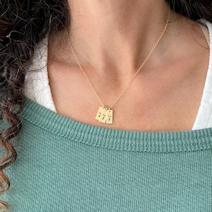 Angel Number Tag Necklace, Tiny Tag Necklace with Angel Numbers 444, 777, 222, 111, or 333, Lucky Number Necklace