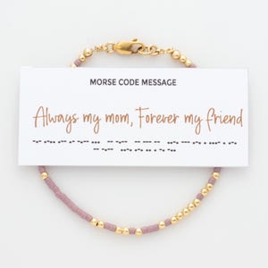 Always My Mom, Forever My Friend Morse Code Bracelet, Funny Mother&#39;s Day Gift For Mom, Birthday Gift for Mom, Gift For Mother In Law