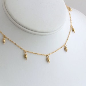 Delicate Gold Choker Necklace, Dainty Choker Necklace,Dew Drop Choker Necklace, Gold Choker,Sterling Silver,14K Gold Fill, Gift for Her,N232 image 2