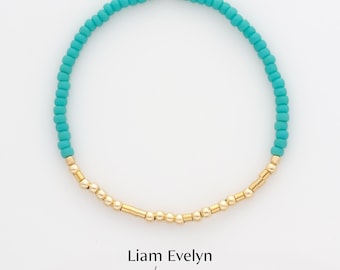 Name Bracelet, Custom Morse Code Bracelet, Layering Bracelet, Stackable Stretch Bracelet, Birthday Gift for Her