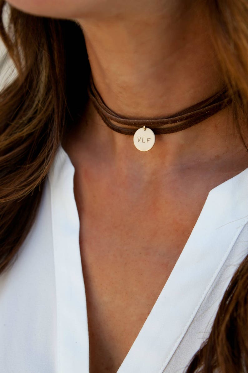 Personalized Leather Choker Leather and Gold Choker Leather Wrap Boho Choker Sterling Silver,Gold Fill,Gift for Her LEILAjewelryshop,N236
