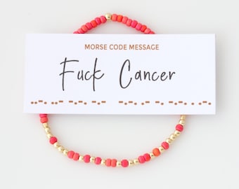 F*ck Cancer Morse Code Bracelet, Cancer Survivor Jewelry, Hidden Message Beaded Bracelet, F Cancer, Support Gift for Friend
