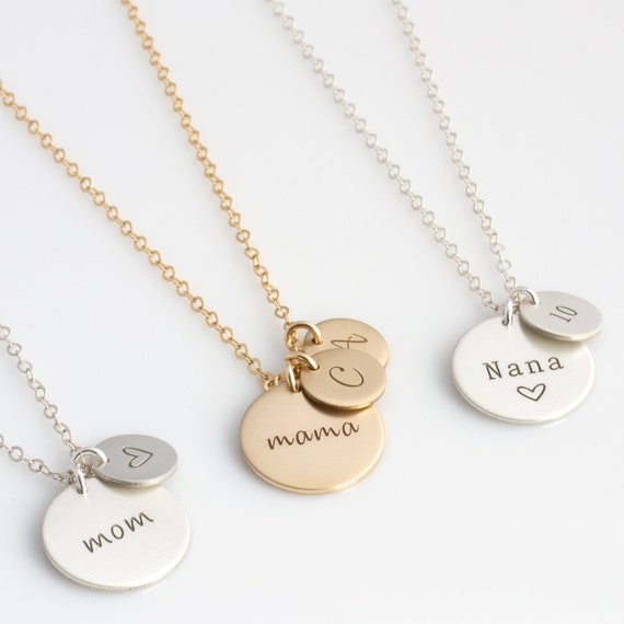 Gold Disc Mom Necklace / New Mom Gift / Gift for Mom / New Mom | Etsy