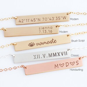 Personalized Bar Necklace/ Bar Necklace/Gold or Silver Custom Name Plate/Initial Necklace/Roman Numeral/Mom Necklace/LEILAjewelryshop image 5