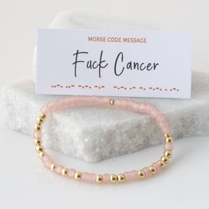 Fuck Cancer Bracelet for Support and Encouragement, Cancer Support Gift, Bubble Morse Code Bead Bracelet with Hidden Message