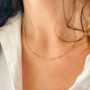 Figaro Chain Necklace, 14K Gold Fill Layering Chain, Everyday Chain, Waterproof Chain, Unisex Figaro Chain, Minimalist Necklace Chain