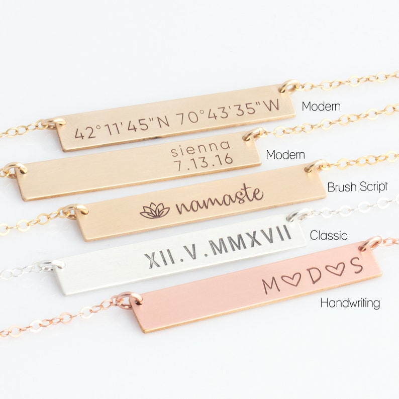 Bar Necklace Personalized Name Plate , Gold Bar Necklace, Gold Name Necklace, Name Bar Necklace, Gift for Her, Gold, Silver,LEILAjewelryshop image 3