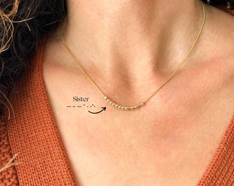 Gift for Sister, Personalized Morse Code Necklace, Sister Gift Morse Code, 14k Gold Filled, Sister In law Gift, Friendship Gift