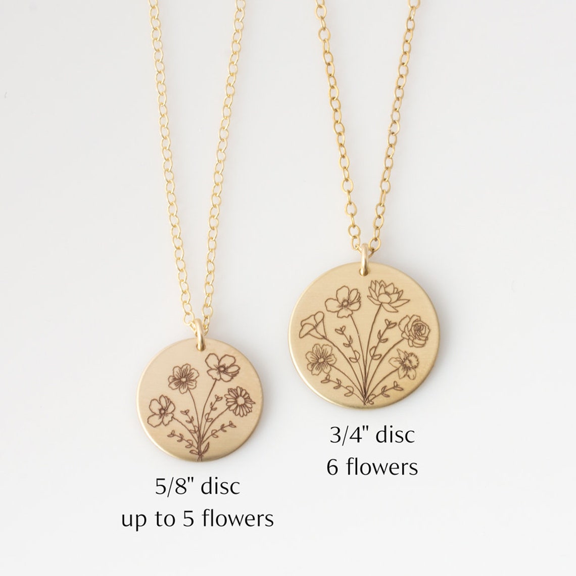 Combined Birth Flower Bouquet Necklace Birth Flower Necklace Etsy