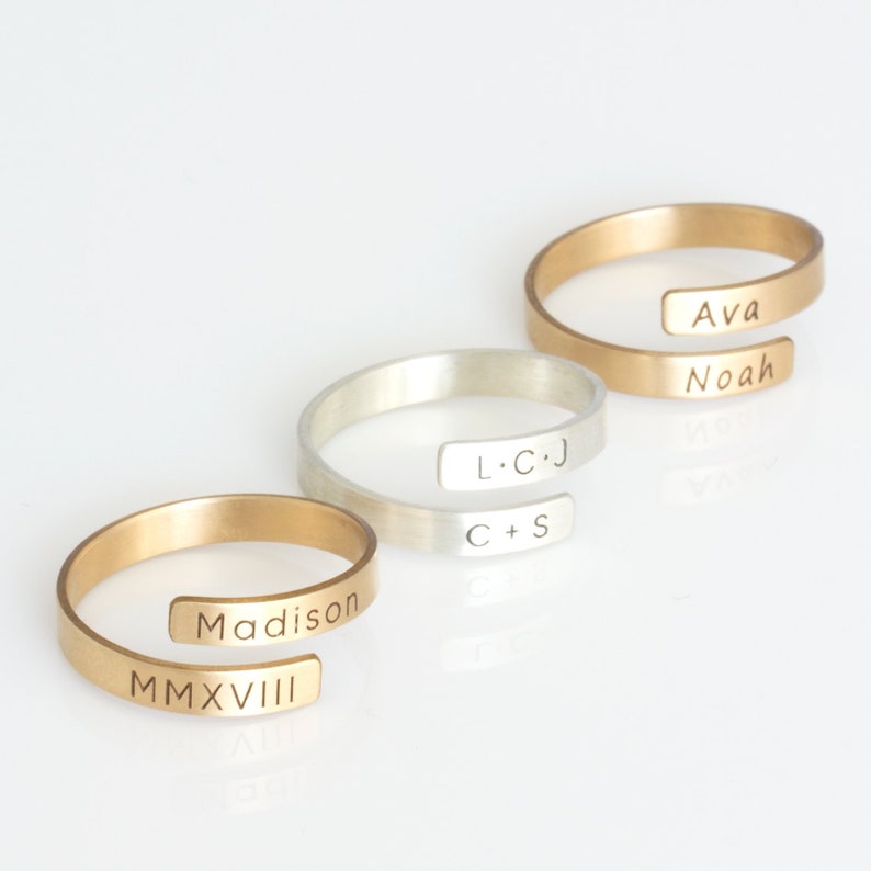 Personalized Name Ring, Custom Initial Ring, Personalized Ring Gift For Her, Custom Name Ring, Kids Name Ring in Gold, Silver, Rose Gold image 2