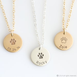 Personalized Dog Necklace • Pet Memorial • Pet Remembrance • Dog Mom • Paw Print Necklace • Cat Necklace • Pet Necklace • Dog Lover Jewelry