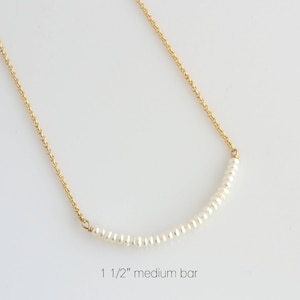 Skinny Pearl Bar Necklace, Freshwater Pearl Necklace, Delicate Pearl Layering Necklace in Gold, Rose Gold or Silver, Wedding Jewelry, N298 image 5