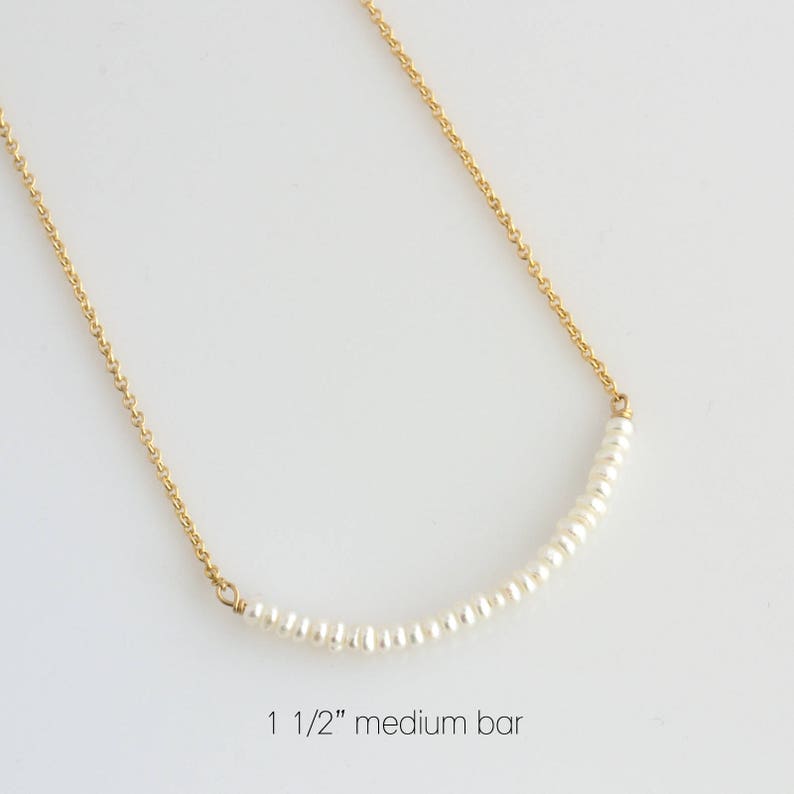 Skinny Pearl Bar Necklace, Freshwater Pearl Necklace, Delicate Pearl Layering Necklace in Gold, Rose Gold or Silver, Wedding Jewelry, N298 image 5