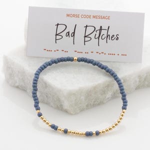 Bad Bitches Morse Code Bead Bracelet with Hidden Message, Best Friend Birthday Gift, Bridesmaids Gift, Stretch Bracelet, Gift For Her