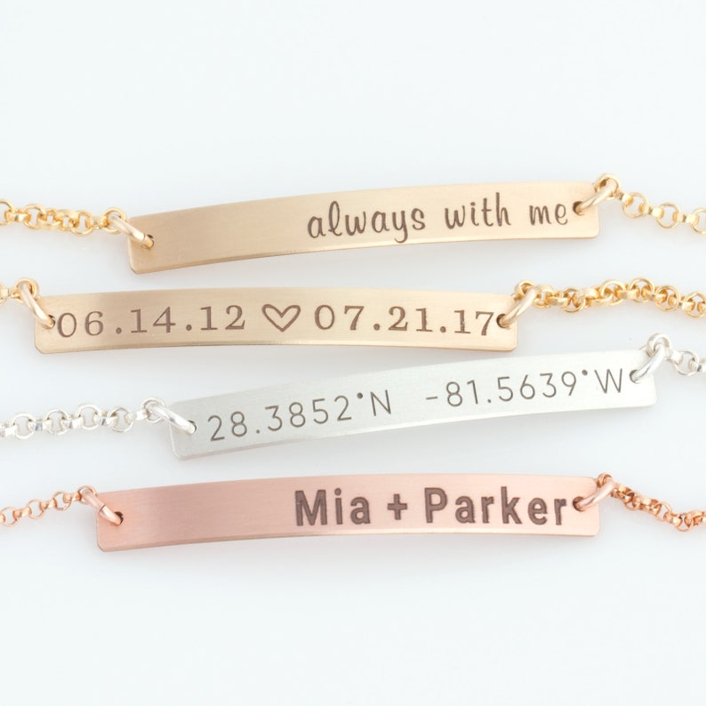 Nameplate Bracelet / Skinny Bar Bracelet / Personalized Jewelry / Initial Gold Bracelet / Sterling Silver / Wedding Gift / Bridesmaid Gift 