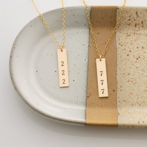 Vertical Bar Angel Number Necklace, Personalized Dainty Chain Number Necklace, Custom Number Necklace with 111, 222, 333, 444, 555, and 777 image 3