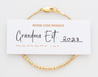 Grandma Est. Bracelet, Custom Grandma Bracelet, New Grandma Gift, Morse Code Bracelet, Mother's Day Gift