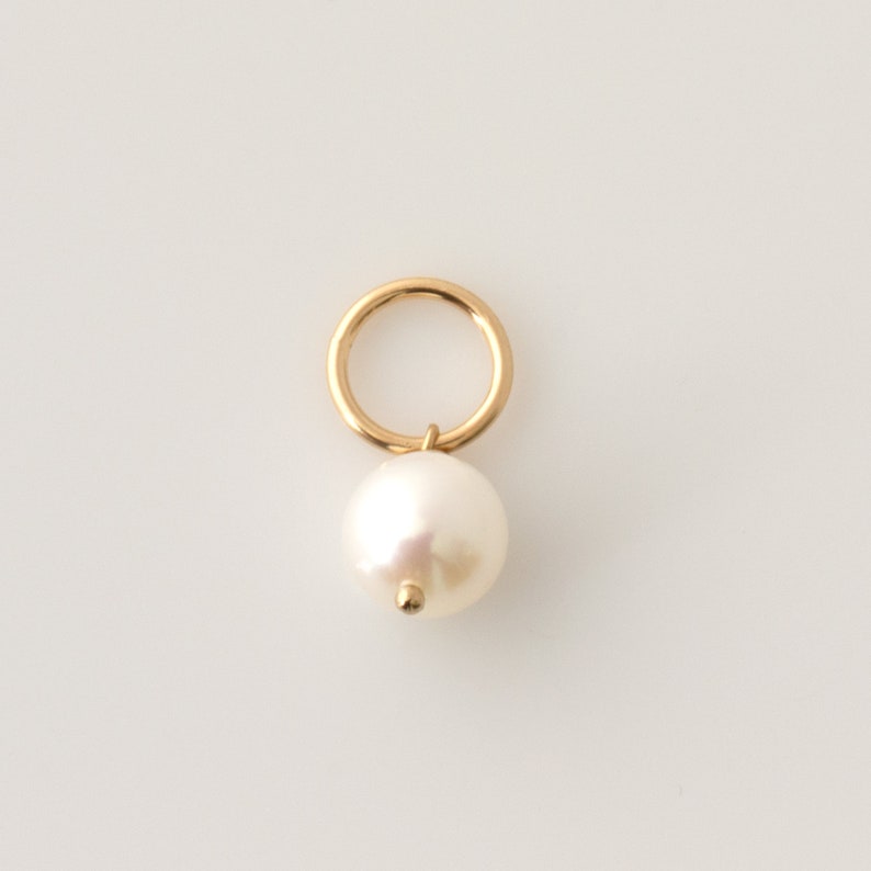 Real Pearl Charm for Necklace or Bracelet, Real Freshwater Pearl Pendant, Add on Real Pearl Gemstone Charm, Removable Charm, LEILA Jewelry image 1