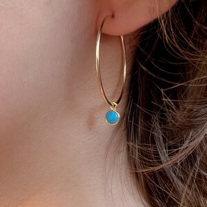 Birthstone Earrings, Hoop Earrings with Your Birthstone, Ruby, Sapphire, Turquoise 14K Gold Fill or Sterling Silver image 5