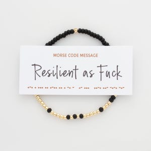 Resilient As Fuck Morse Code Bracelet, Hidden Message Jewelry, Friendship Bracelet, Mental Health Jewelry, Gift for Friend