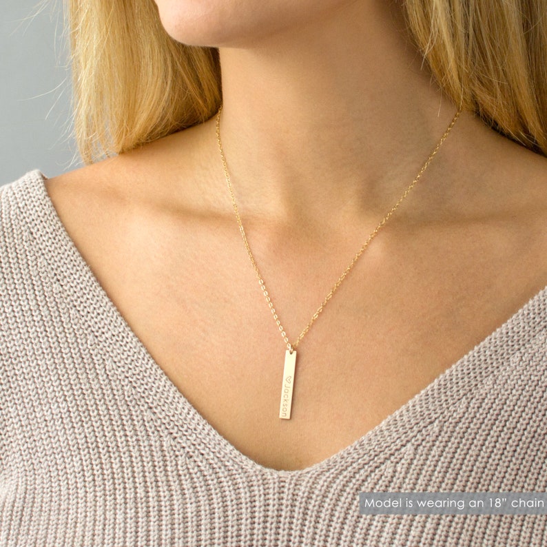 Skinny Vertical Bar Necklace,New Mom Necklace,Name Bar Necklace,Kids Names Necklace for mom,Gifts for Mom,LEILAJewelryShop,N209 image 5