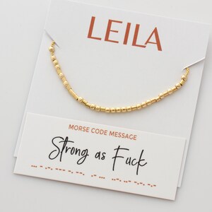 Morse Code Necklace with Strong As Fuck quote Hidden Message, makes the perfect gift