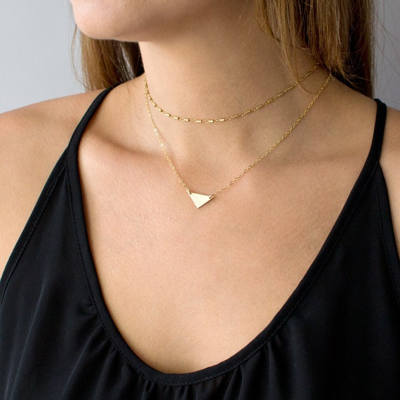 Initial Necklace, Triangle Necklace, Personalized Initial Necklace,  Triangle Charm Necklace, Dainty Necklace, Wedding Gift, Bridesmaid Gift