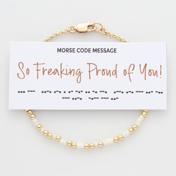 So Freaking Proud Of You Morse Code Bracelet, Grad Gift for Daughter, Unique Gift for High School or College Graduate, College Acceptance