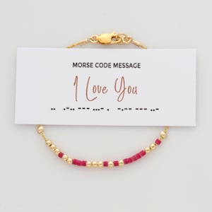 I Love You Morse Code Bracelet, Valentine&#39;s Day Gift, Hidden Message Bracelet for Wife or Girlfriend by LEILA Jewelry Shop