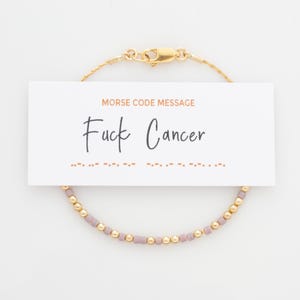 Fuck Cancer Morse Code Bracelet in 14K Gold filled or Sterling Silver, Bracelet for Support and Encouragement, Cancer Support Gift
